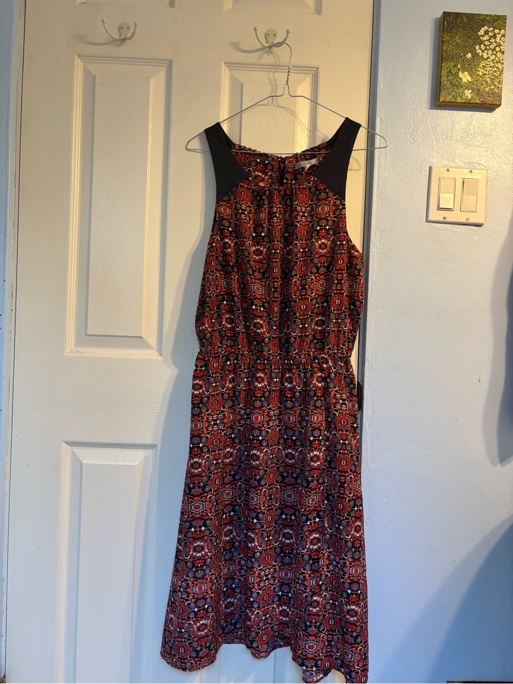 Athleta Boho Red and Black Patterned Maxi Dressi